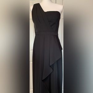 BCBG Maxazria “Kristine” One-Shoulder Black Gown